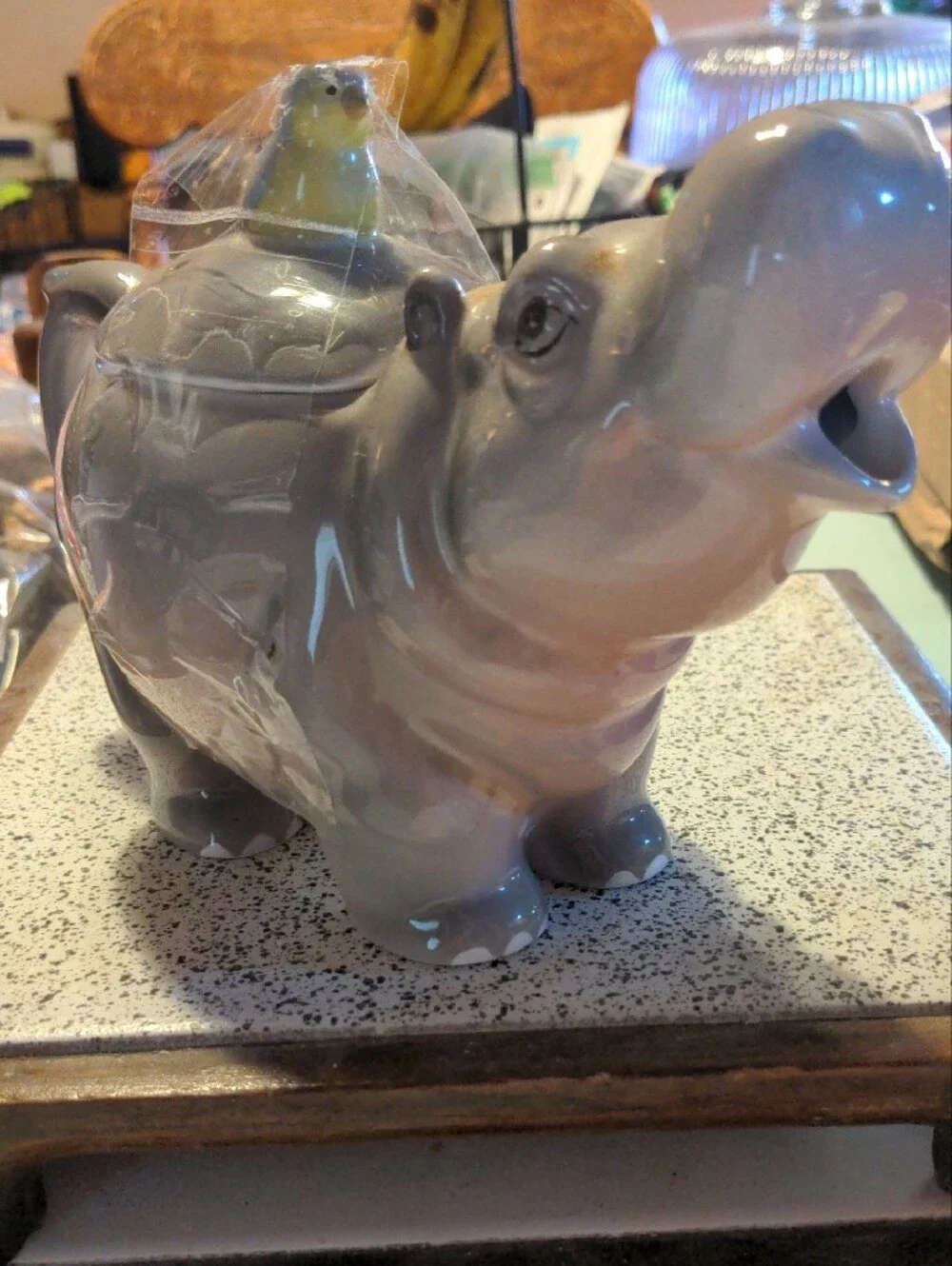 Whimsical Gray Ceramic Hippo T. Potamus, By Bob Hersey (The Danbury Mint)